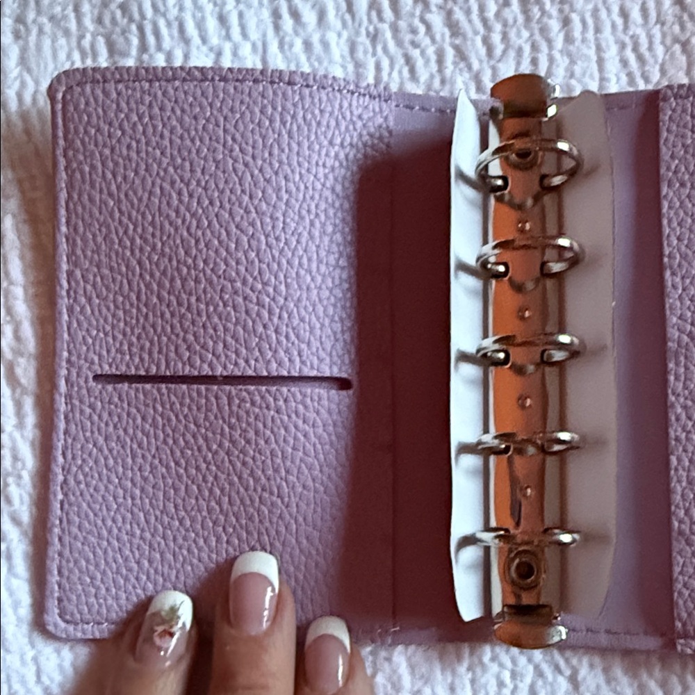 Lilac Faux Leather Mini Ring Planner Cover with Refill Pages - Picture 6 of 13